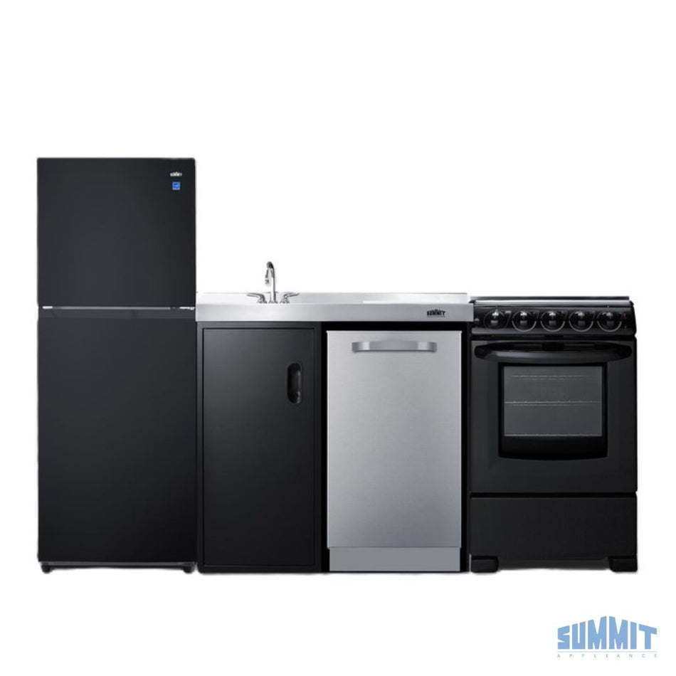 Summit 80" Wide All-In-One Kitchenette with Range and Dishwasher - USA Brand