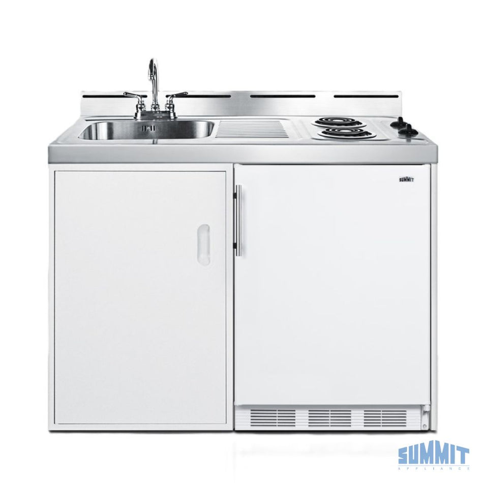 Summit White 48" Wide All-In-One Kitchenette, No Plumbing Needed - USA Brand
