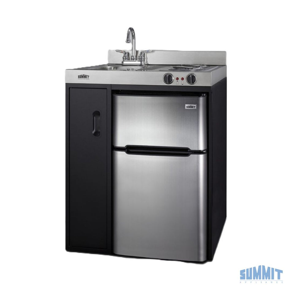 Summit Black 30" Compact Mini Kitchen with Appliances - USA Brand