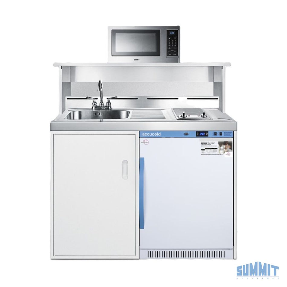 Summit White 48" Wide All-In-One Wellness Room Kitchenette with Microwave - USA Brand