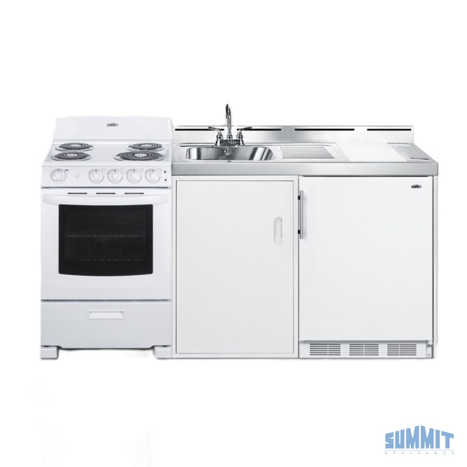 Summit White 72" Wide All-in-One Kitchenette with Electric Coil Range - USA Brand