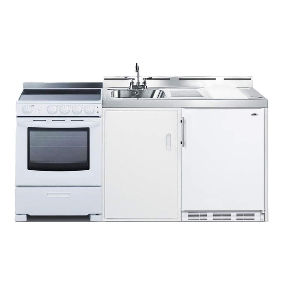 Summit White 72" All-in-One Mini Kitchen with Appliances