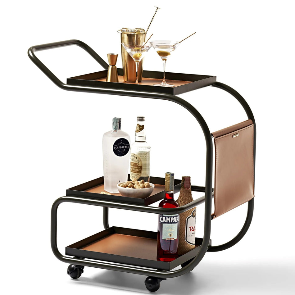 Opinion Ciatti Zenzero Steel and Regenerated Leather Food Trolley